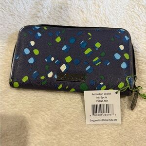 Vera Bradley RFID accordion wallet in Ink Spots pattern